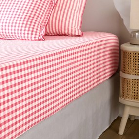 Hoeslaken katoen seersucker 30 cm, COTTAGE FRAMBOISE