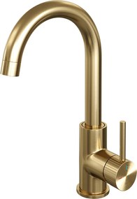 Brauer Stripe wastafelkraan met draaibare ronde uitloop model A messing geborsteld PVD