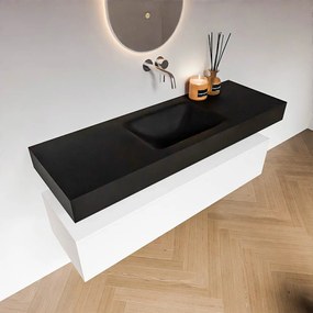 Zaro Alan badmeubel 140cm talc 1 lade met vrijhangende wastafel cloud midden zonder kraangat urban