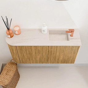 Mondiaz Joya DLux 80cm toiletmeubel ronding links oak met wastafel faye rechts 1 kraangat meli