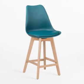 Hoge Kruk Met Kussen In Kunstleer Nordic Blauw – Intens Turquoise & ↑65 Cm - Sklum