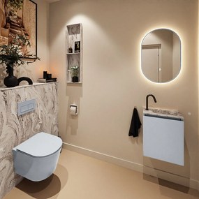 Mondiaz Ture DLux toiletmeubel 40cm clay met wastafel glace rechts met kraangat