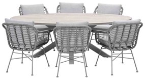Garden Impressions Lucas tuinset 7-delig valley sand - Tulli tuintafel 220x115 cm - light teak vironwood