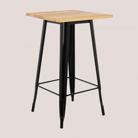 Vierkante hoge tafel in hout en staal (60x60 cm) LIX Zwart & - Sklum