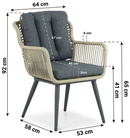 Tuinstoel Aluminium/wicker Taupe-naturel-bruin Coco Custa