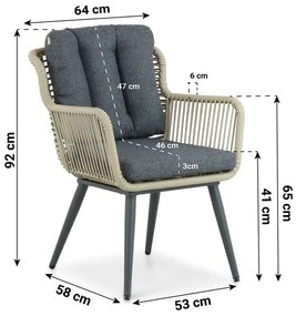 Tuinset 8 personen 300 cm Aluminium/wicker Grijs Coco Custa/Weave