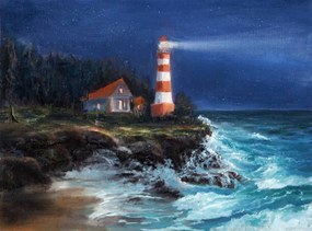 Ilustratie Lighthouse at night, borojoint