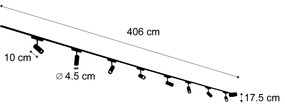 LED Modern railsysteem met 8 Spot / Opbouwspot / Plafondspots zwart 1-fase 400 cm - Magnetic Gert Modern Binnenverlichting Lamp