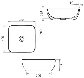 Sanicare Quattro keramische waskom 40x40cm wit