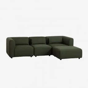 3-delige Modulaire Bank Met Fogler Poef Chenille Groen – Salie - Sklum