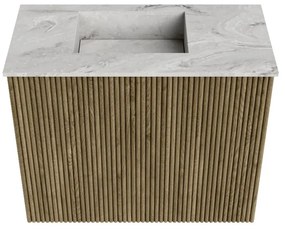 Mondiaz Joya DLux 50cm toiletmeubel dusk met wastafel faye links zonder kraangat glace