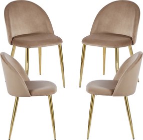 Set 4 Vint Fluwelen Golden Stoelen