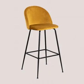 Kana Design Hoge Fluwelen Kruk Zwart & Mostaza & ↑75 Cm - Sklum