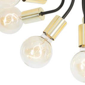 Design plafondlamp zwart met goud 10-lichts - Juul Design E27 rond Binnenverlichting Lamp