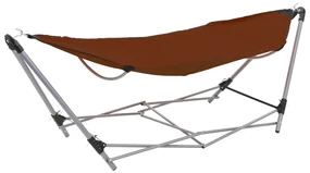 vidaXL Hangmat met inklapbare standaard bruin