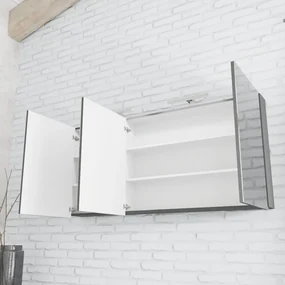 Zaro Beam antraciet spiegelkast 150x70x16cm 3 deuren