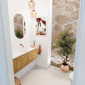 Mondiaz Joya 125cm toiletmeubel ronding links/rechts oak met wastafel faye midden zonder kraangat talc