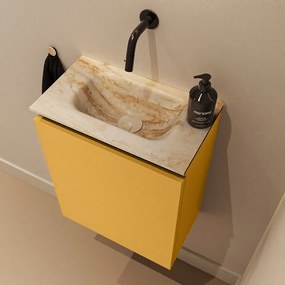 Mondiaz Ture DLux toiletmeubel 40cm ocher met wastafel frappe midden zonder kraangat