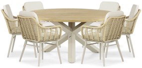 Tuinset 6 personen 160 cm Aluminium/rope Taupe Coco Antoni/Rockville