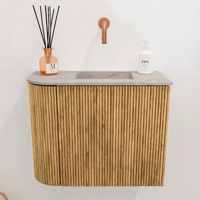 Mondiaz Joya DLux 50cm toiletmeubel ronding links oak met wastafel faye rechts zonder kraangat glace