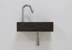 Lambini Designs Recto links natuursteen fonteinset met chroom gebogen fonteinkraan en toebehoren