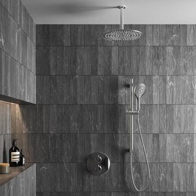 Saniclear Talpa inbouwregendouche 30cm rond met plafondarm, 2 standen handdouche en glijstang chroom