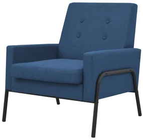 vidaXL Fauteuil staal en stof blauw