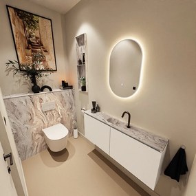 Mondiaz Ture DLux toiletmeubel 120cm talc met wastafel glace midden met kraangat