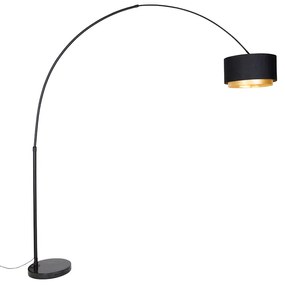 Moderne booglamp zwart met duo kap zwart met goud - XXL Modern E27 Binnenverlichting Lamp