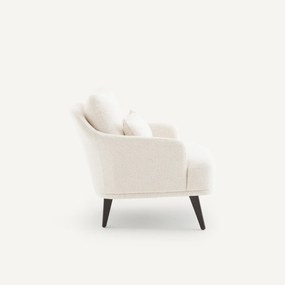 Fauteuil in getint notenhout en getextureerde stof, Classico