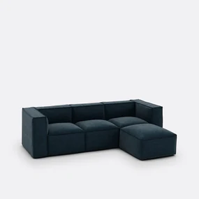 Modulaire 3-zit en poef, vintage fluweel, Seven
