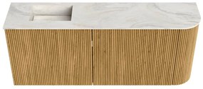 Mondiaz Joya DLux 100cm toiletmeubel ronding rechts oak met wastafel faye links 1 kraangat ostra