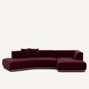 Rechter open hoekbank in fluweel, Jacopo