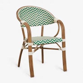 Brielle Bistro Stapelbare Aluminium Eetkamerstoel Met Armleuningen Groen – Kool - Gardenia Wit - Sklum