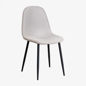 Gestoffeerde Eetkamerstoel Glamm Zwart & Linnen Crèmebeige & Linnen - Sklum