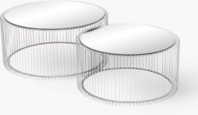 Salontafels Wire met glazen tafelblad, 2-delig