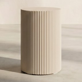 Geribbelde Bijzettafel Beige - 31 X 31cm.