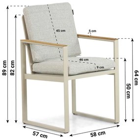 Tuinstoel Aluminium/Teak Taupe-naturel-bruin Lifestyle Garden Furniture Faro