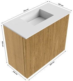 Mondiaz Joya DLux 50cm toiletmeubel oak met wastafel faye midden zonder kraangat lava