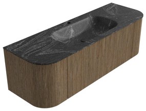 Mondiaz Kurve-dlux 140cm badmeubel ronding links/rechts dusk met 1 lade en 2 deuren en wastafel big small midden 1 kraangat lava