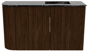 Mondiaz Joya DLux 70cm toiletmeubel ronding links walnut met wastafel faye rechts zonder kraangat lava