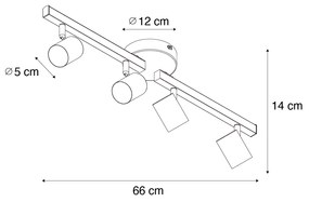 PlafondSpot / Opbouwspot / Plafondspot zwart GU10 50mm 4-lichts incl. backlight - Back Up Modern GU10 rond Binnenverlichting Lamp