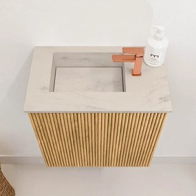 Mondiaz Joya DLux 40cm toiletmeubel oak met wastafel faye links 1 kraangat opalo
