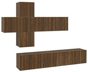 vidaXL 7-delige Tv-meubelset bewerkt hout bruineikenkleurig
