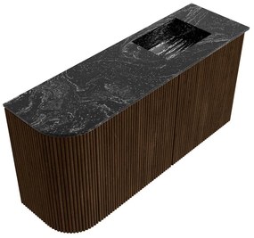 Mondiaz Joya DLux 80cm toiletmeubel ronding links walnut met wastafel faye rechts zonder kraangat lava