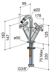 Hotbath Chap bidetmengkraan geborsteld nikkel