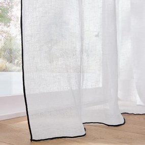 Linnen paneel afgezet met zwart biaisband, ONEGA