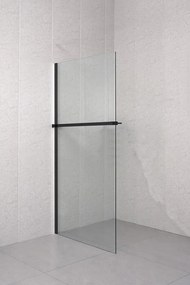 Sanigoods Obby inkortbaar handdoekrek / planchet voor douchewand mat zwart 140cm