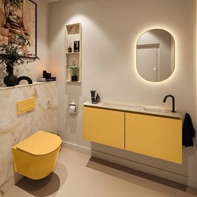 Mondiaz Ture DLux toiletmeubel 120cm ocher met wastafel frappe rechts met kraangat