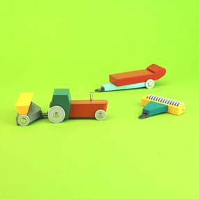 Houten tractorset - Duotone Car #7 - Floris Hovers